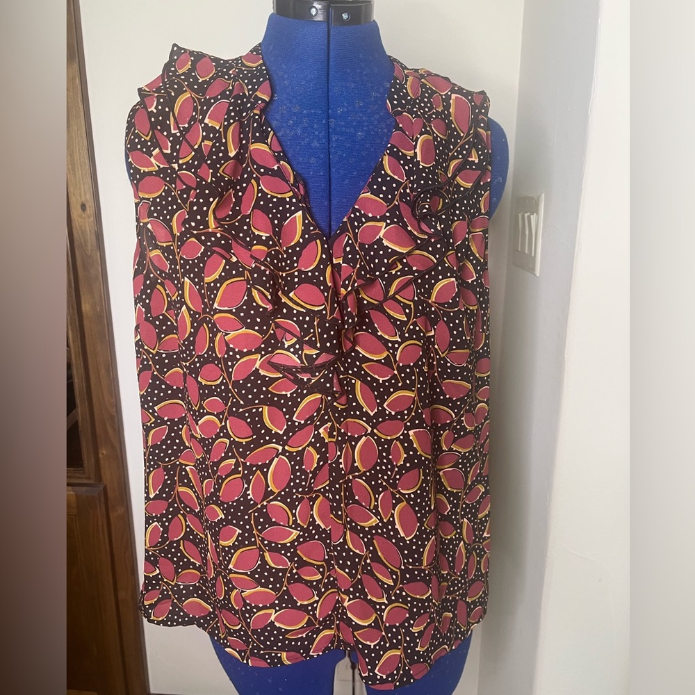 CAbi Black Ruffled Ruffle Front Blouse